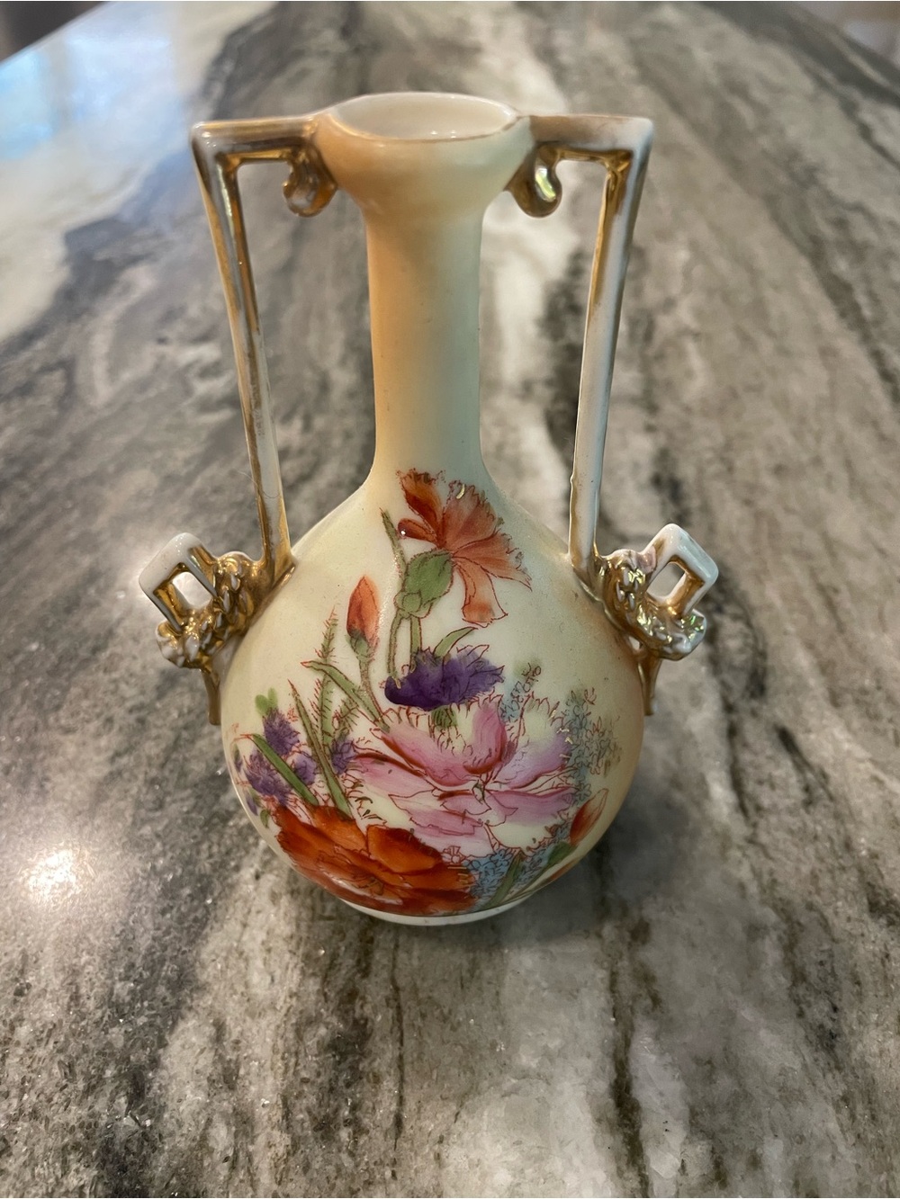 Antique Victoria Austria Floral Vase c. 1891–1918 Hand Painted